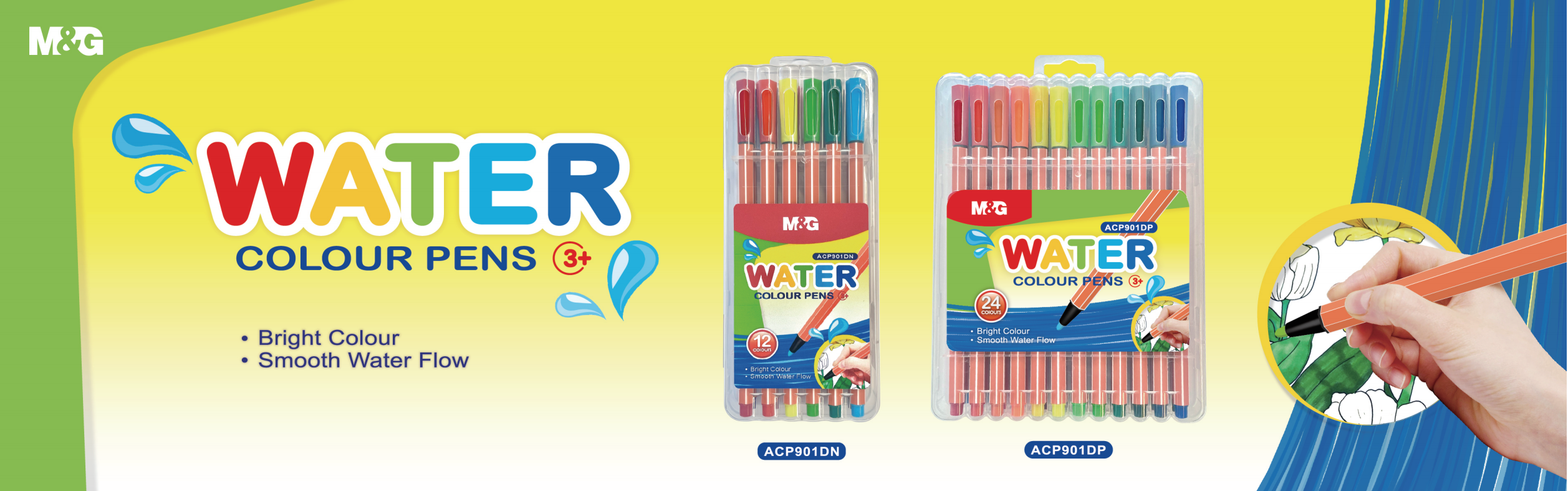 MARCADORES M&amp;G FINOS ESTUCHE PLASTICO X 24