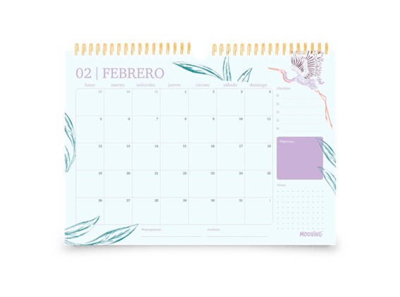 CALENDARIO MOOVING BOHO MENSUAL 25 X 35 CM.