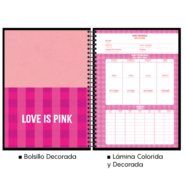 CUADERNOLA ALAMO PINK TAPA DURA 200 HOJAS 19 X 27CM.