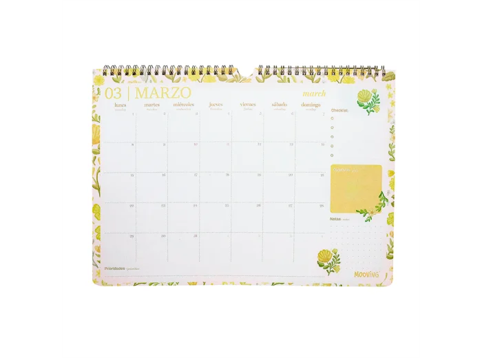CALENDARIO MOOVING BOHO MENSUAL 25 X 35 CM.