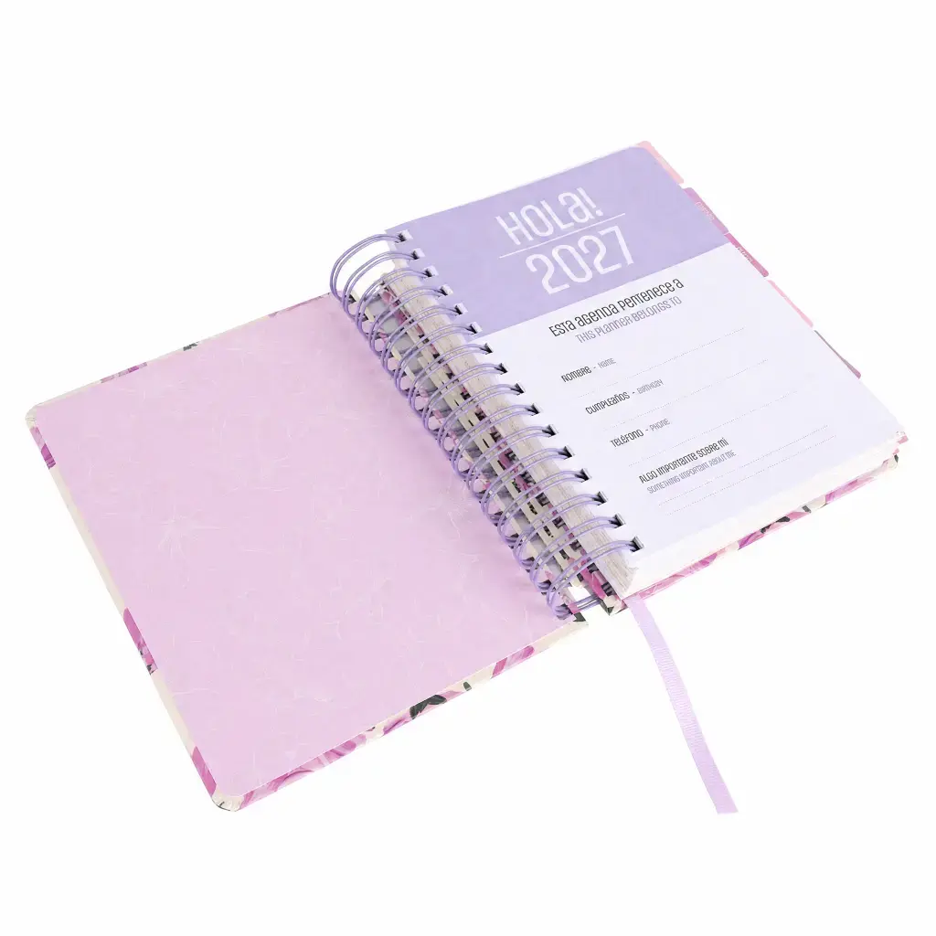 AGENDA IBICRAFT BLOSSOM DIA X HOJA CON ESPIRAL 14.5 X 21 CM.