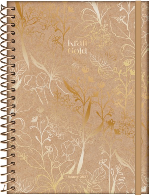 AGENDA JANDAIA KRAFT GOLD SEMANAL CON ESPIRAL 17x24 CM.