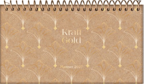 AGENDA JANDAIA KRAFT GOLD SEMANAL CON ESPIRAL 16x9 CM.