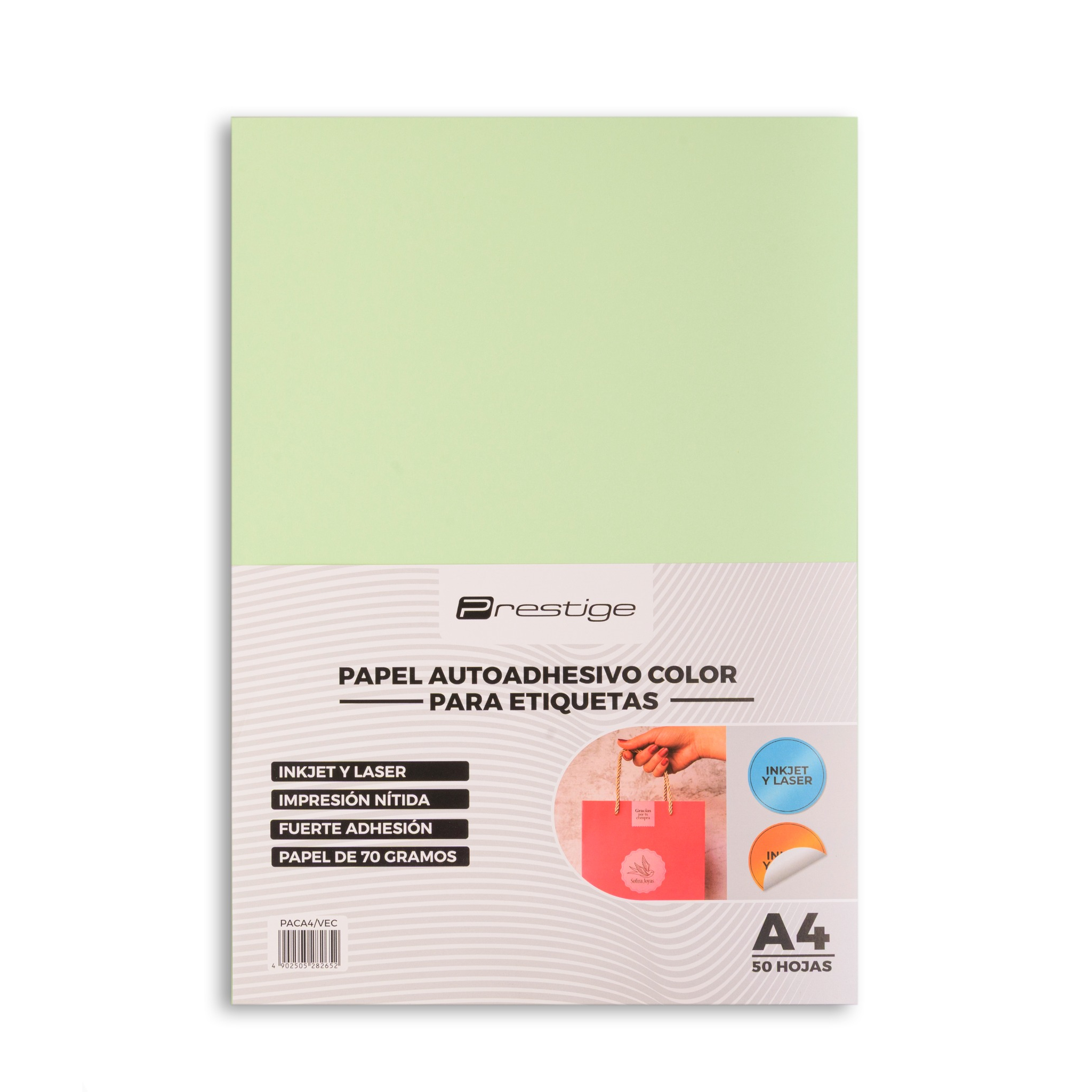 PAPEL ADHESIVO COLOR A4 PRESTIGE X UNIDAD
