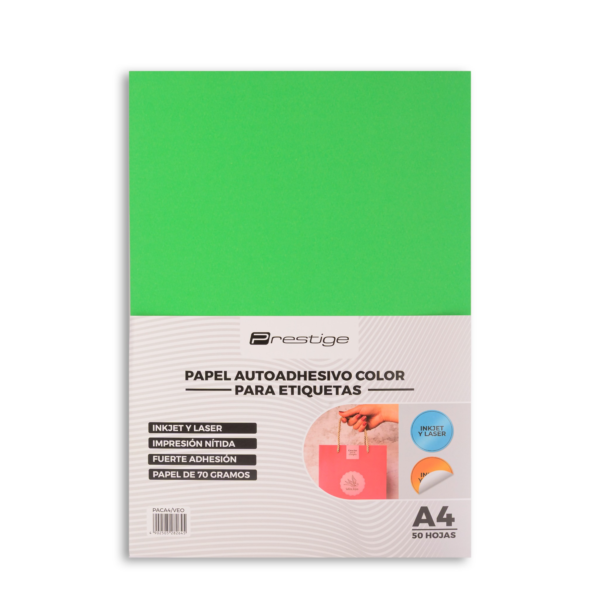 PAPEL ADHESIVO COLOR A4 PRESTIGE X UNIDAD