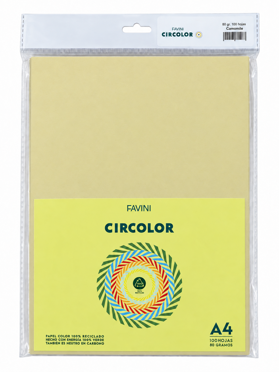 PAPEL A4 COLOR RECICLADO FAVINI X 100 HOJAS