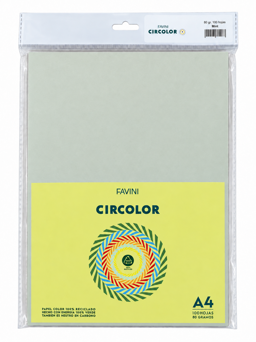 PAPEL A4 COLOR RECICLADO FAVINI X 100 HOJAS