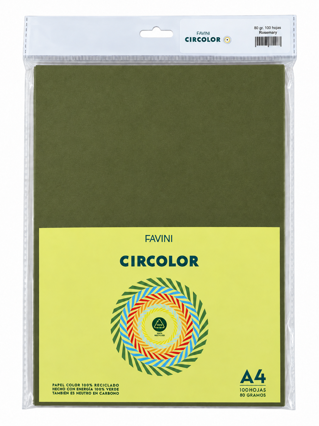 PAPEL A4 COLOR RECICLADO FAVINI X 100 HOJAS