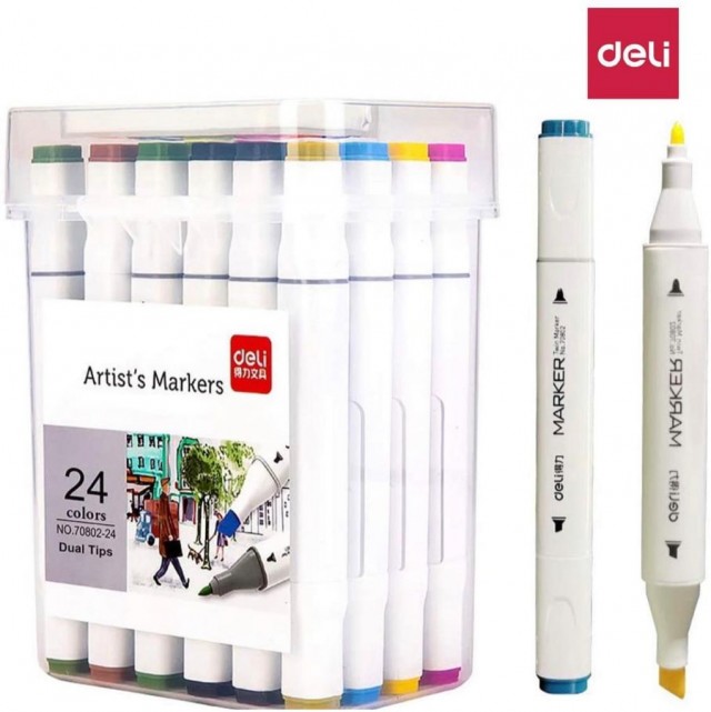 MARCADOR SKETCH DELI DOBLE PUNTA X 24 COLORES