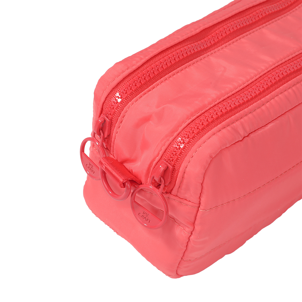 CARTUCHERA IBI CRAFT ROJO 2 CIERRES 23x10x9CM.