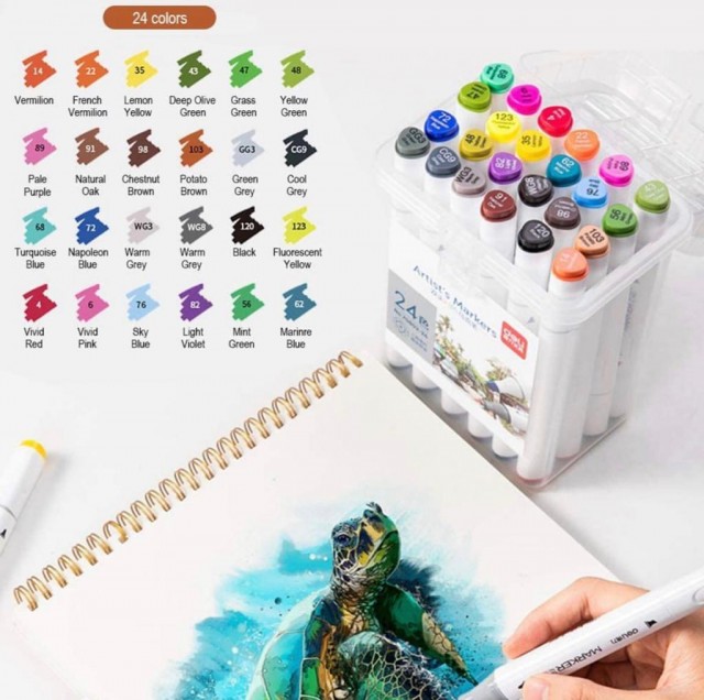 MARCADOR SKETCH DELI DOBLE PUNTA X 24 COLORES