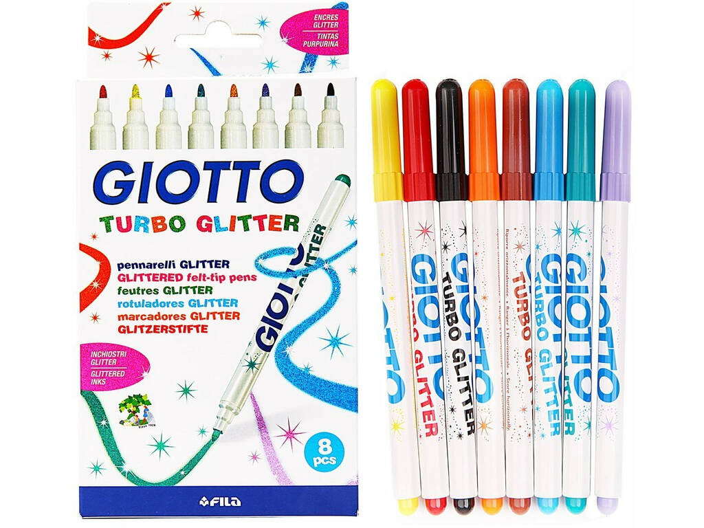 MARCADORES GIOTTO GLITTER X 8 COLORES