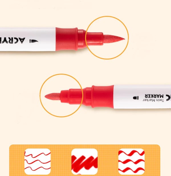 MARCADOR DE PINTURA ACRILICA DELI DOBLE PUNTA X 12 COLORES