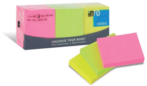 NOTAS ADHESIVAS 38 X 51MM FLUO X 100 HOJAS