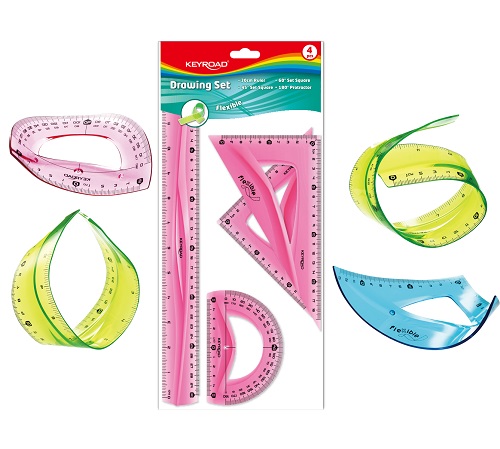 JUEGO DE GEOMETRIA KEYROAD FLEXIBLE 30CM.