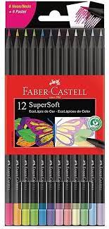 LAPICES FABER SUPERSOFT X 6 PASTEL + 6 NEON