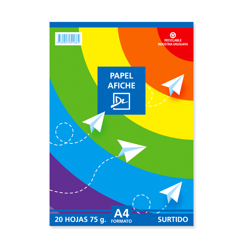 PAPEL AFICHE  A4 X  20 HOJAS SURTIDAS