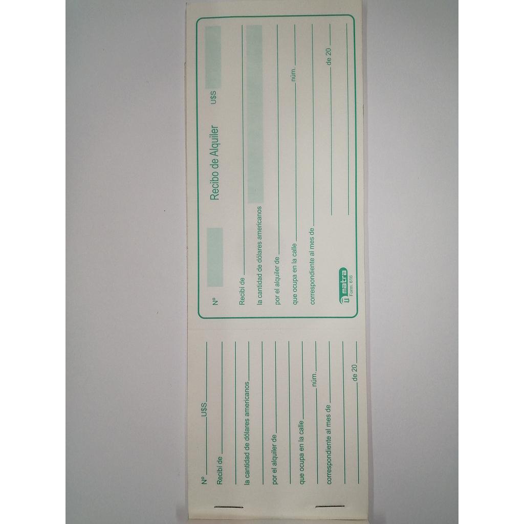 RECIBO ALQUILER U$S 1024