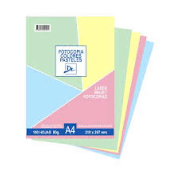 PAPEL DL A4 COLORES PASTEL X 100H. 
