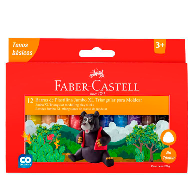 PLASTICINA FABER JUMBO XL X 12 COLORES