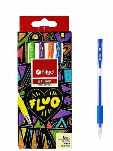 BOLIGRAFO FILGO GEL POP FLUO X 6 COLORES