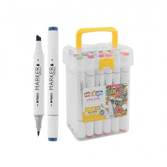 MARCADOR M&amp;G DOBLE PUNTA PINCEL X 24 COLORES
