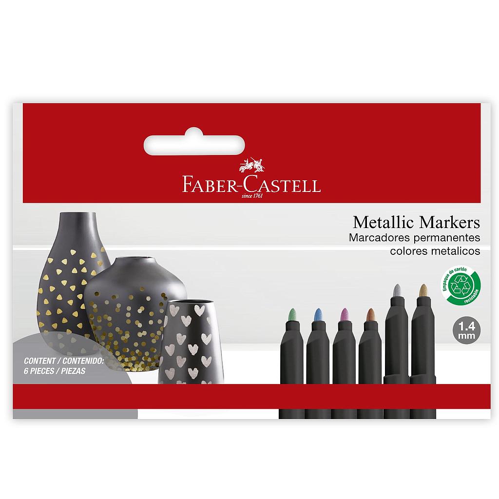 MARCADORES FABER METALICOS X 6 COLORES  