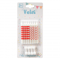 VELAS RAYAS Y LUNARES X 8 