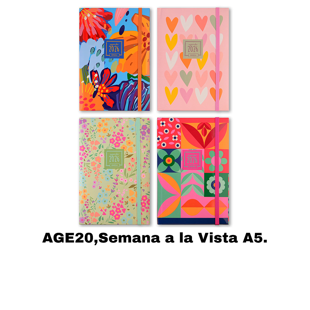 AGENDA OMEGA Nº 20 SEMANAL TAPA FANTASIA 14.5 X 21 CM.