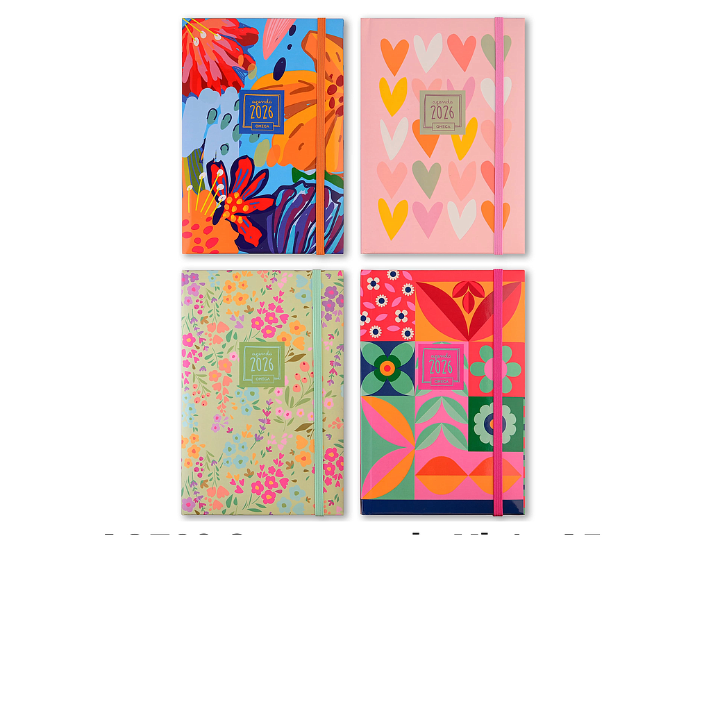 AGENDA OMEGA Nº 32 DIA X HOJA TAPA FANTASIA 14.5 X 21 CM.