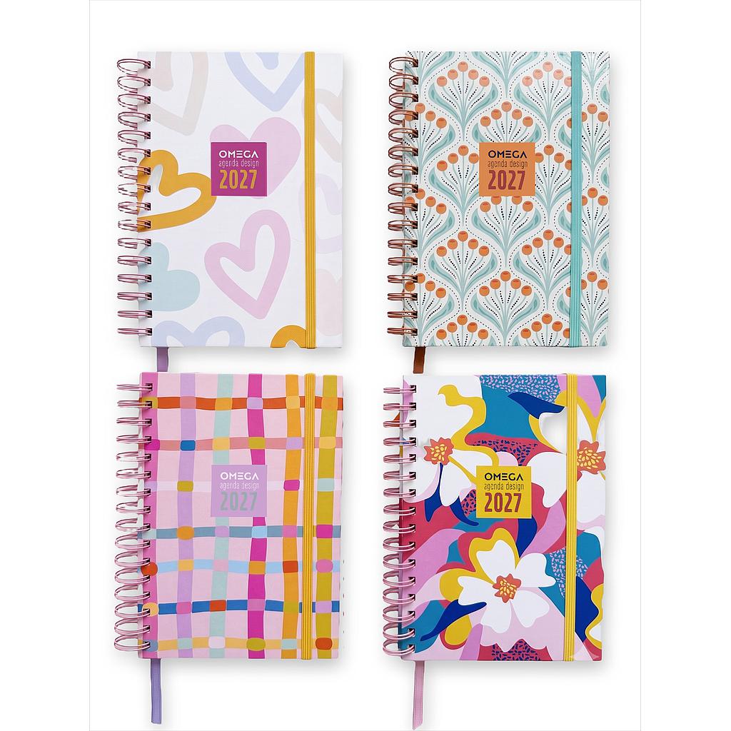 AGENDA OMEGA Nº 40 DIA X HOJA TAPA COLOR CON ESPIRAL 14.5 X 21 CM.