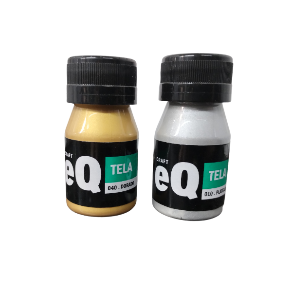 PINTURA DE TELA ORO Y PLATA EQ 37ML.