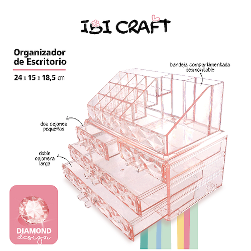 ORGANIZADOR ACRILICO IBI CRAFT 24X18X15CM.