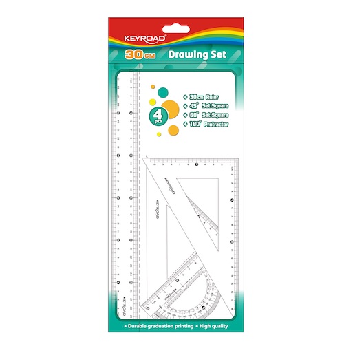 JUEGO DE GEOMETRIA KEYROAD DRAWING 30CM 4 PIEZAS