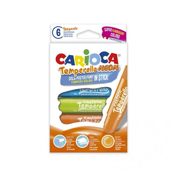 TEMPERA CARIOCA TEMPERELLO FLUO X 6 COLORES