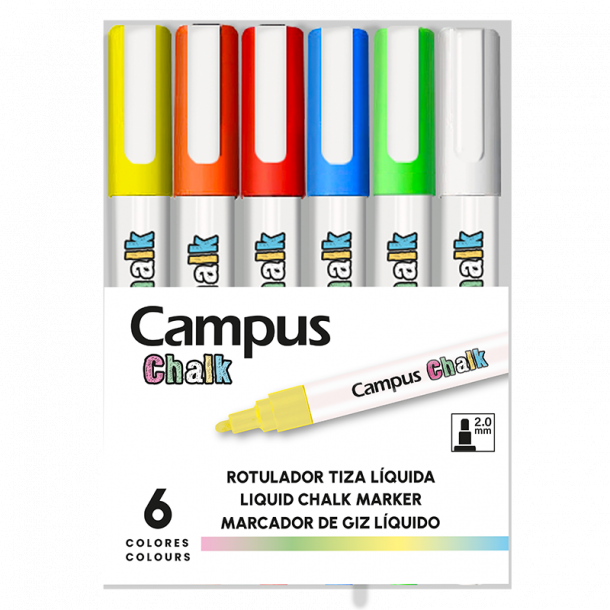 MARCADOR TIZA LIQUIDA CAMPUS X 6 COLORES