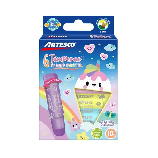 TEMPERA EN BARRA ARETSCO PASTEL X 6 COLORES
