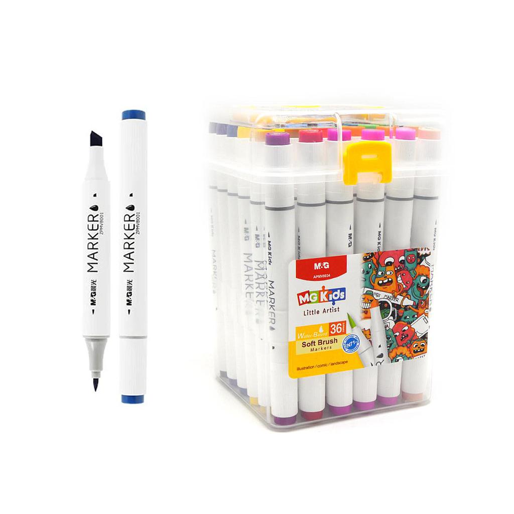 MARCADOR M&amp;G DOBLE PUNTA PINCEL X 36 COLORES