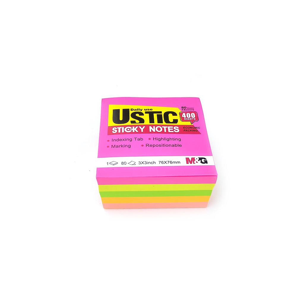 NOTAS ADHESIVAS M&amp;G FLUO 7.5 X 7.5 CM. 400 HOJAS