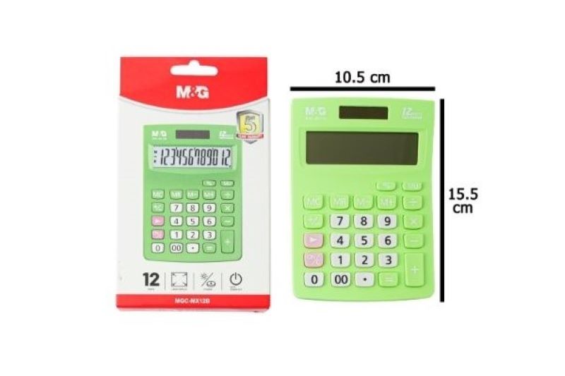 CALCULADORA M&amp;G COLOR 12 DIGITOS 10 X 15 CM.