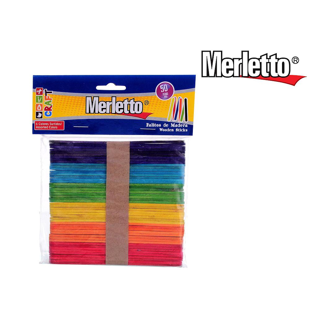 PALITOS DE HELADO MERLETTO COLOR FINO 11.4 X 1CM. X 50
