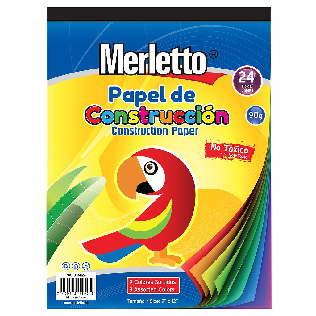 BLOCK PAPEL CONSTRUCCION MERLETTO A4 X 24 HOJAS
