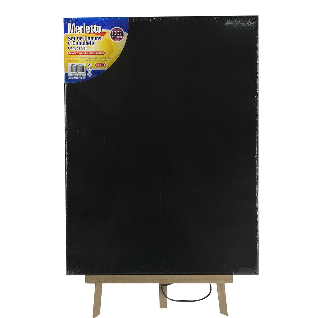 BASTIDOR NEGRO + ATRIL MERLETTO 30 X 40CM