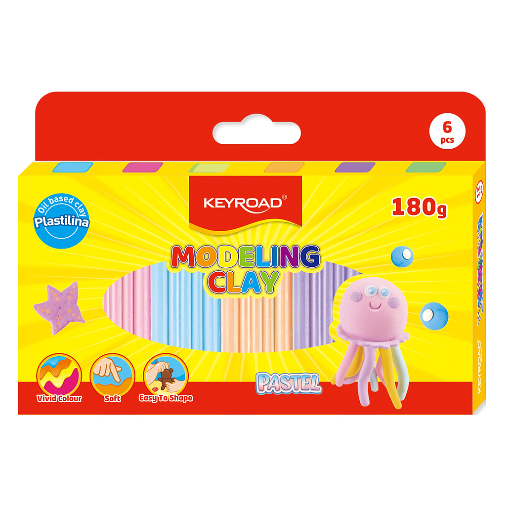 PLASTICINA KEYROAD PASTEL X 6 COLORES