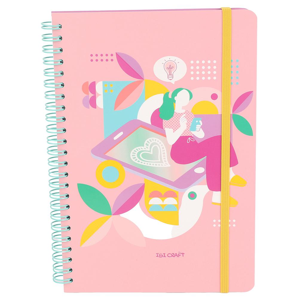 CUADERNO IBI CRAFT PINK WOMAN 80 HOJAS 14 X 21CM.