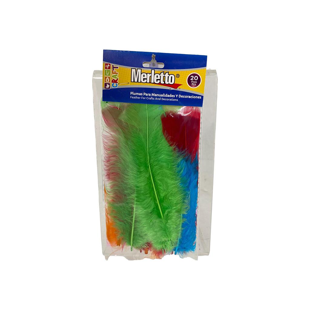 PLUMAS PARA DECORAR MERLETTO X 20 UNIDADES