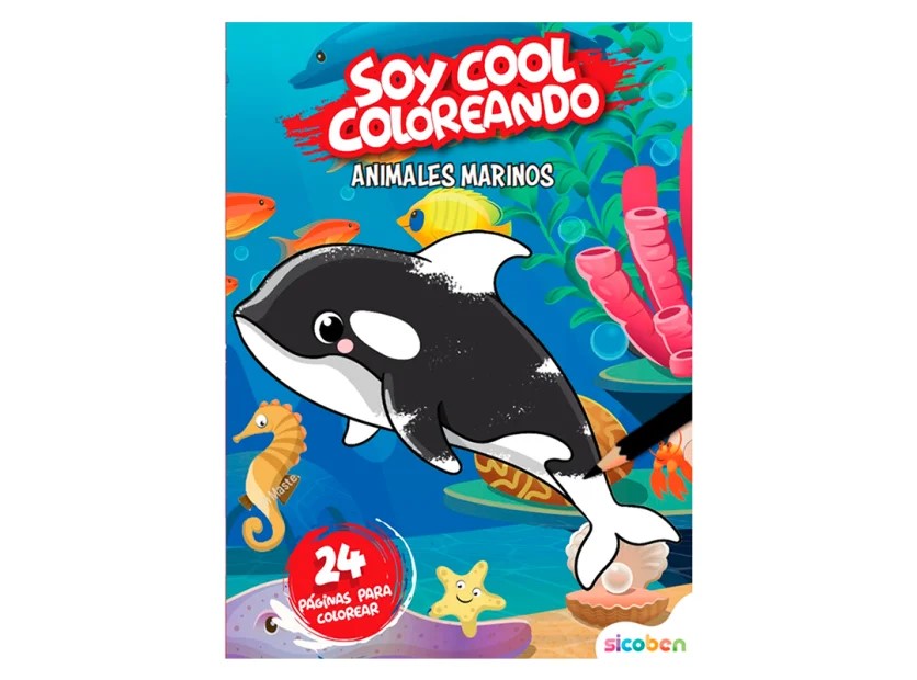 LIBRO DE COLOREAR SICOBEN SOY COOL ANIMALES MARINOS
