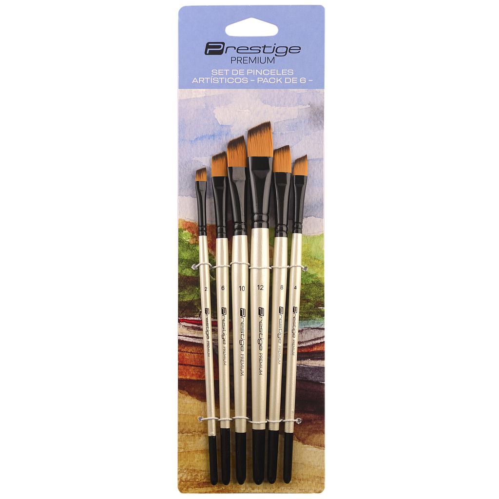 PINCEL PRESTIGE SINTETICO ANGULAR PACK X 6