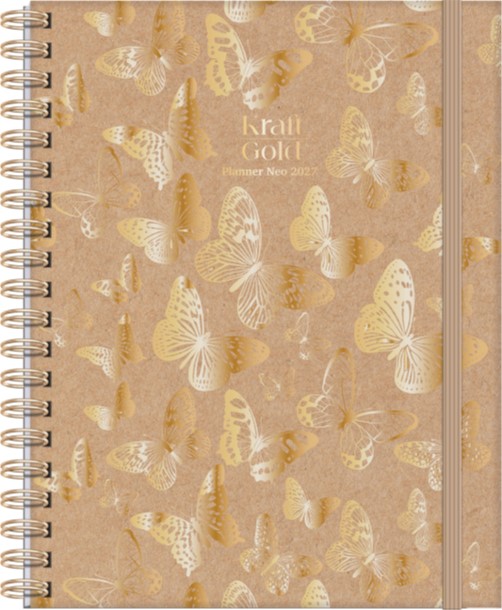 AGENDA JANDAIA KRAFT GOLD SEMANAL C/ESPIRAL Y SEPARADORES 17x24 CM.