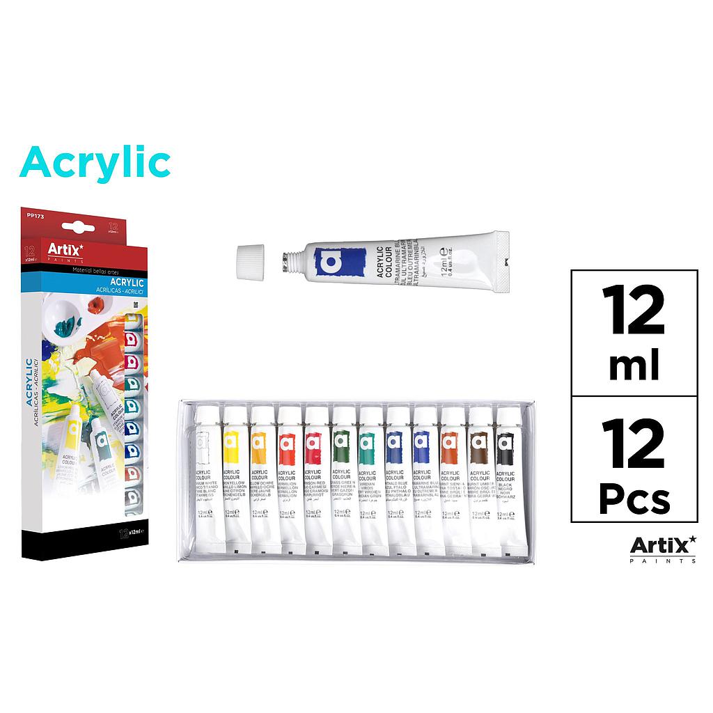 PINTURA ACRILICA ARTIX X 12 COLORES X12 ML.